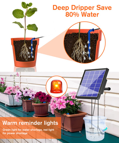 Antfraer Solar Drip Irrigation System, Solar Watering System with 2200mAh Battery